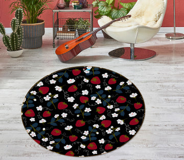 3D Red White Flowers 10571 Kashmira Jayaprakash Rug Round Non Slip Rug Mat