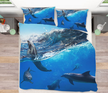 3D Dolphin 19215 Bed Pillowcases Quilt