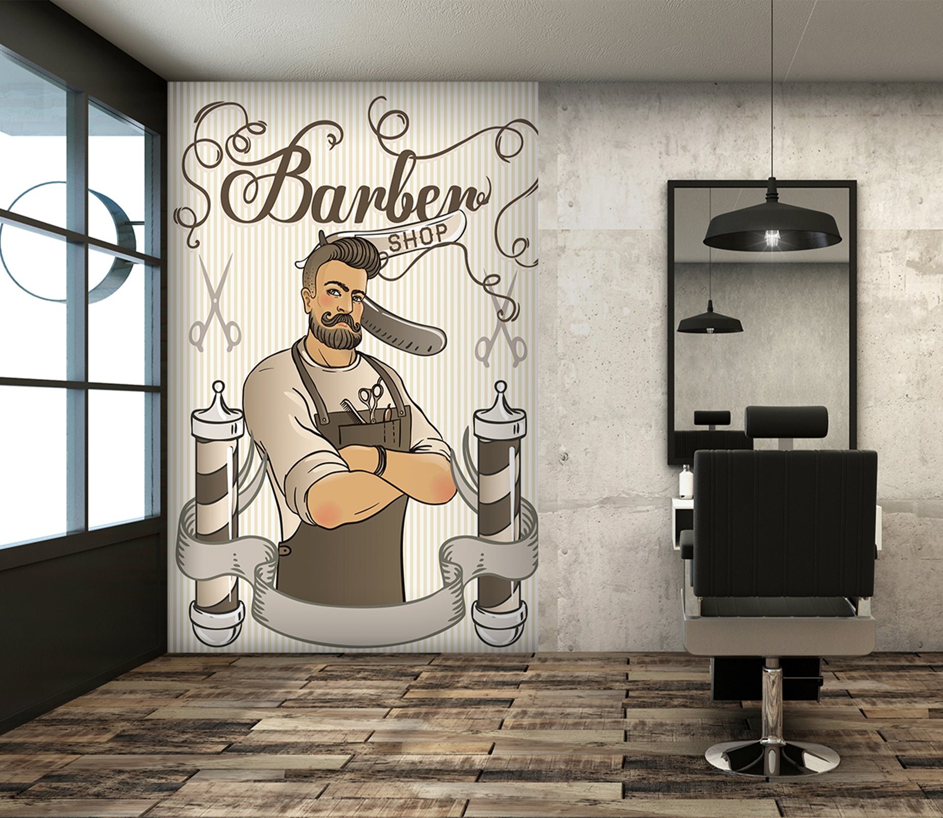 3D Barber 115209 Barber Shop Wall Murals