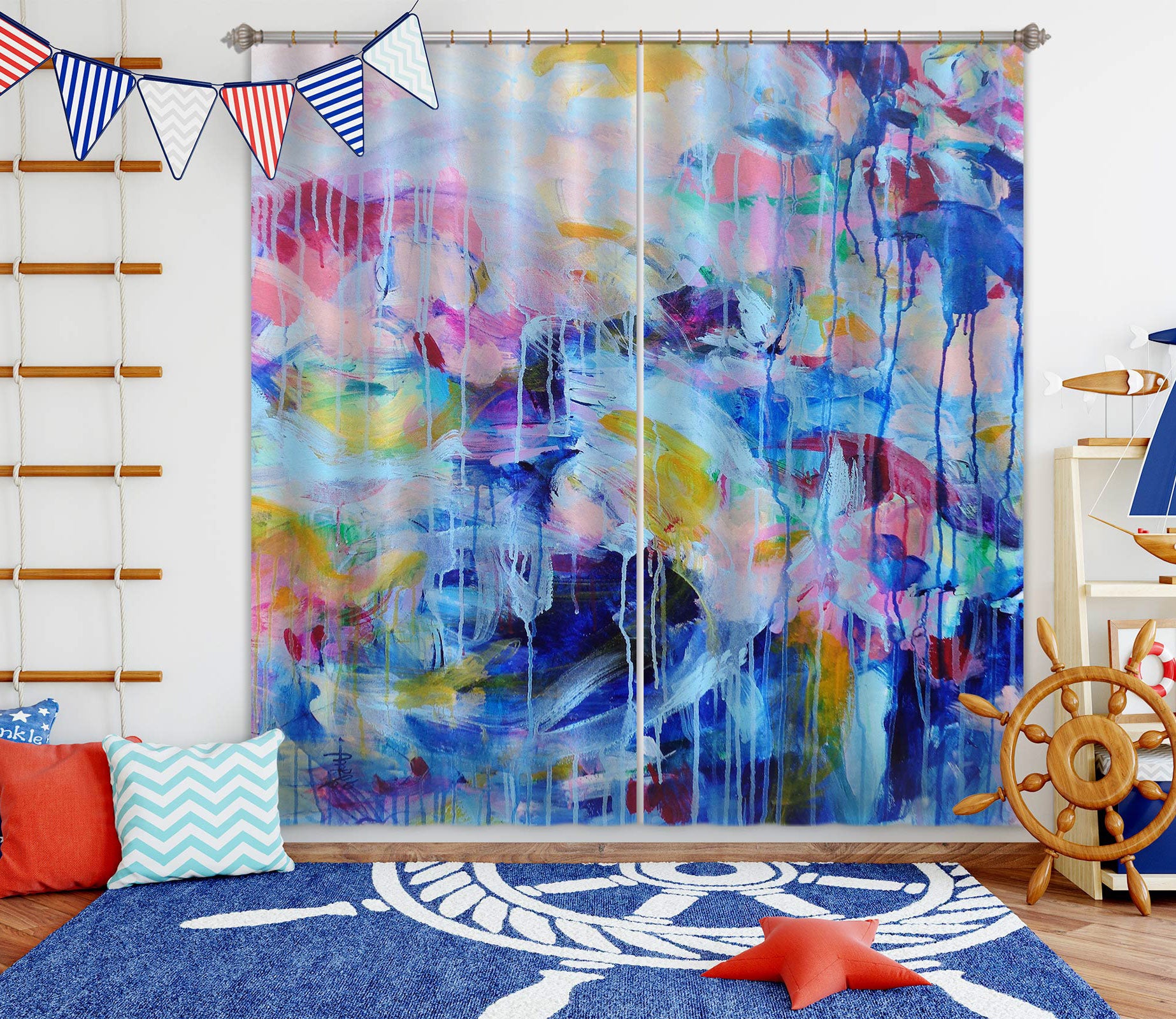 3D Colorful Watercolor 2324 Misako Chida Curtain Curtains Drapes