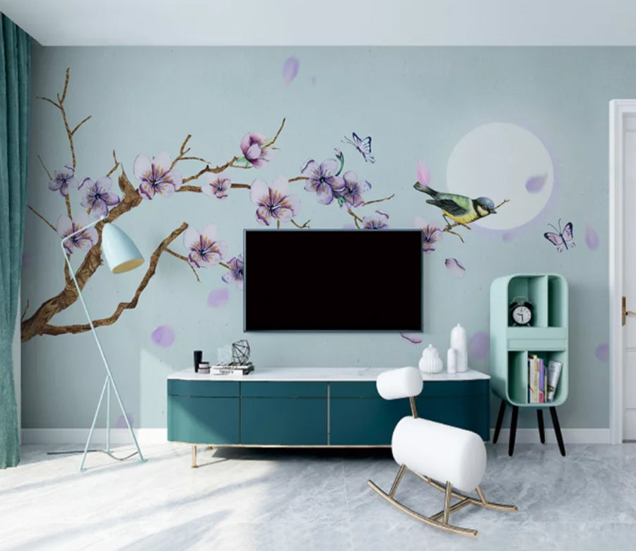 3D Moon Plum Petals WC2183 Wall Murals