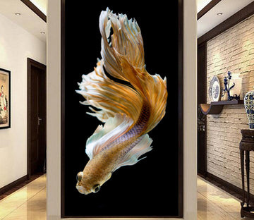 3D Yellow Koi 103 Wall Murals