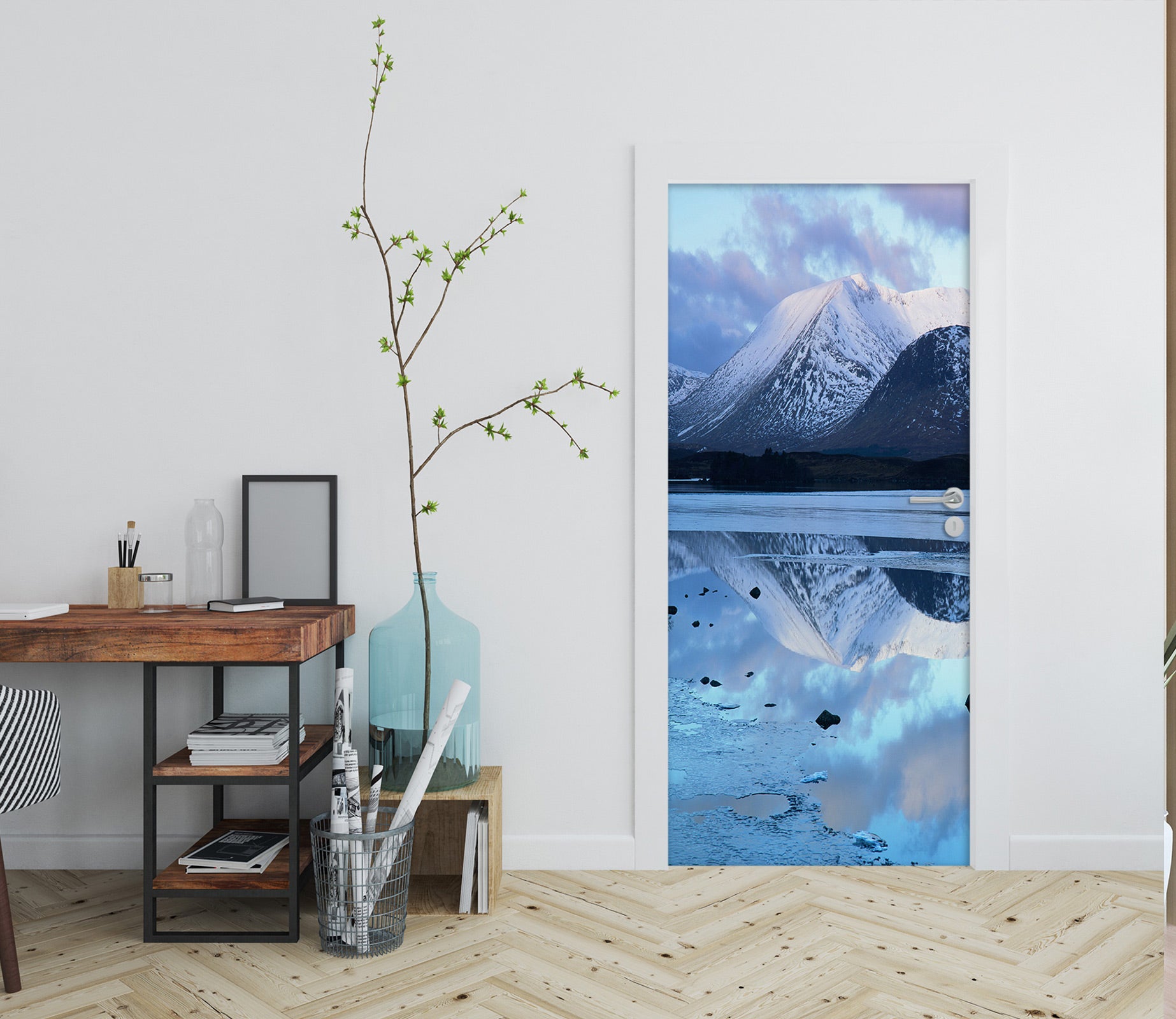 3D Snow Mountain Reflection 24078 Door Mural