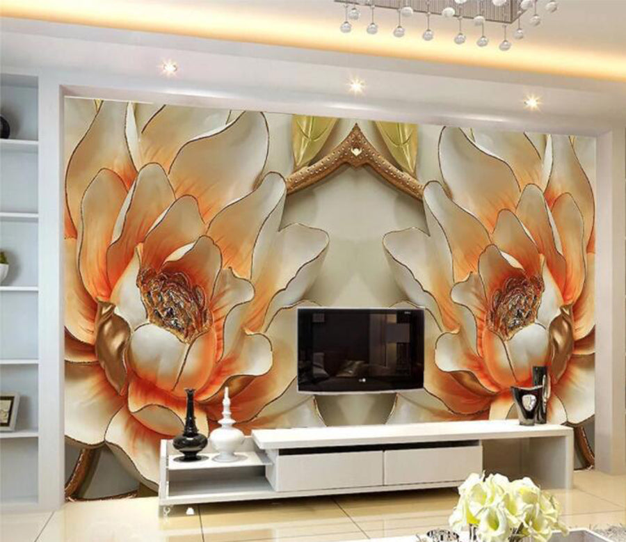 3D Peony Decoration WC862 Wall Murals