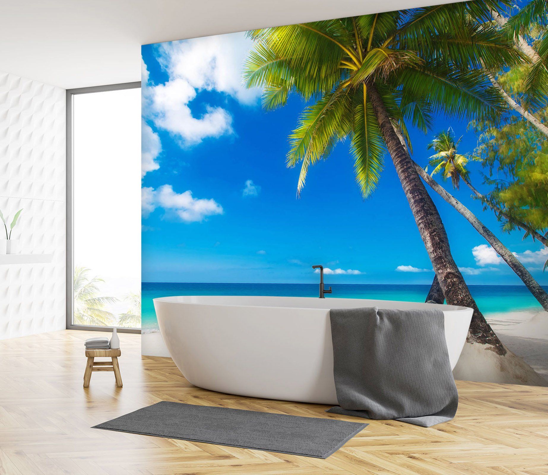 3D Beach Tree 009 Wall Murals Wallpaper AJ Wallpaper 2 