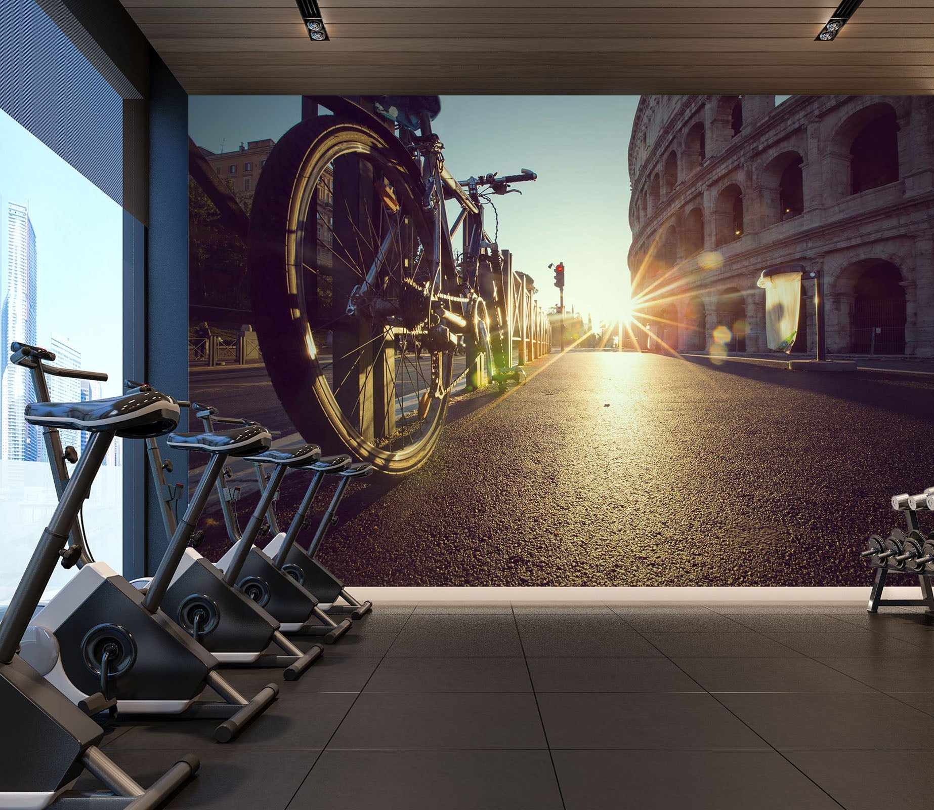 3D Sunset Bike 082 Wall Murals Wallpaper AJ Wallpaper 2 