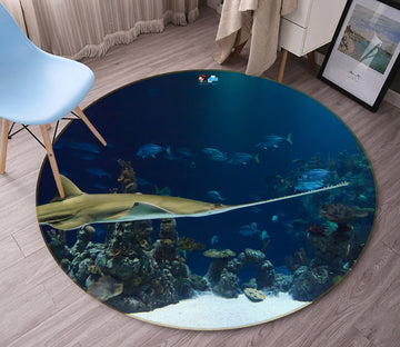 3D Seabed Fish 81266 Animal Round Non Slip Rug Mat