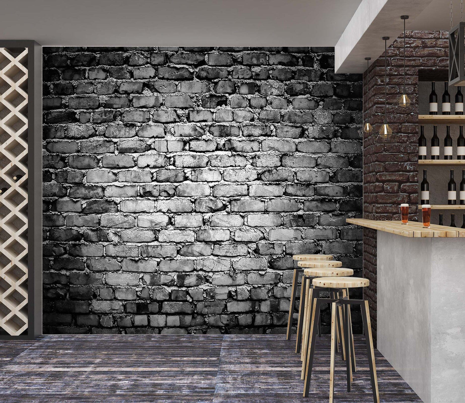 3D Black Bricks 1424 Wall Murals Wallpaper AJ Wallpaper 2 