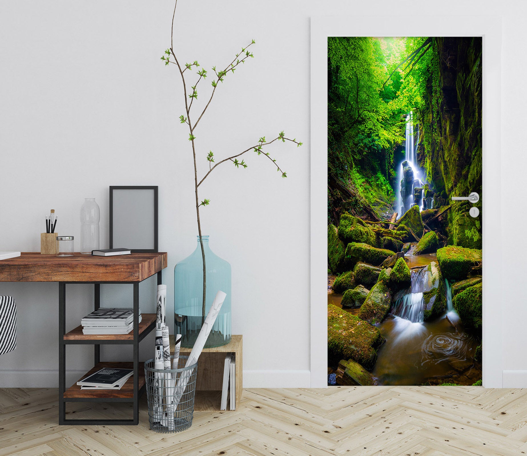 3D Mountain Running Water 25129 Door Mural