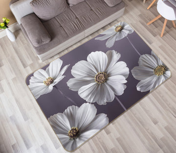 3D White Flowers 83203 Assaf Frank Rug Non Slip Rug Mat