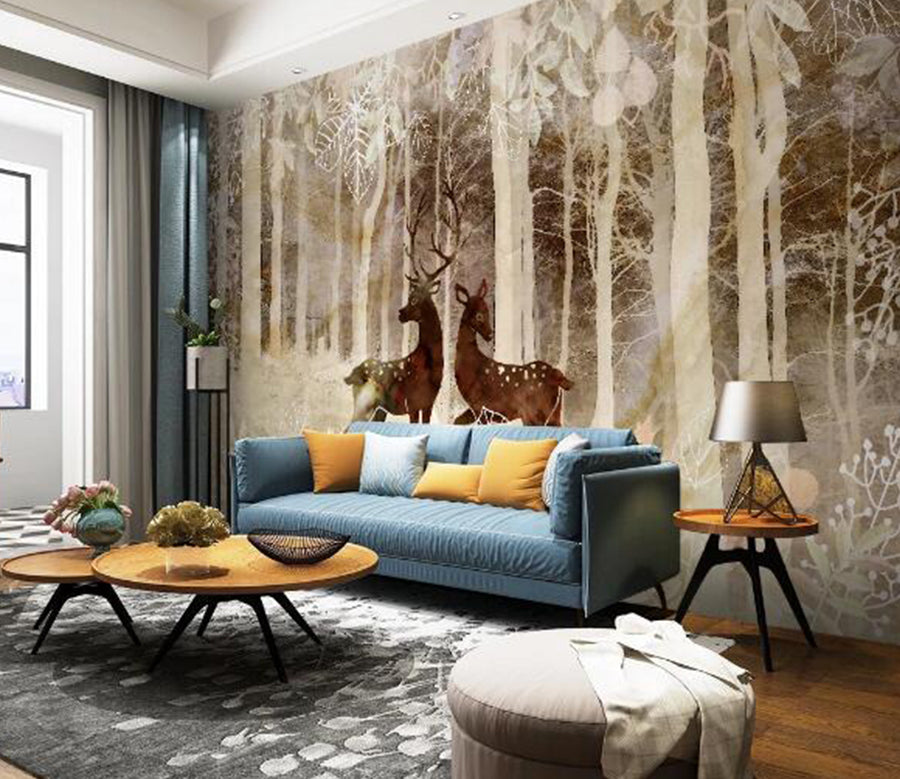 3D Sika Deer Woods WC1468 Wall Murals