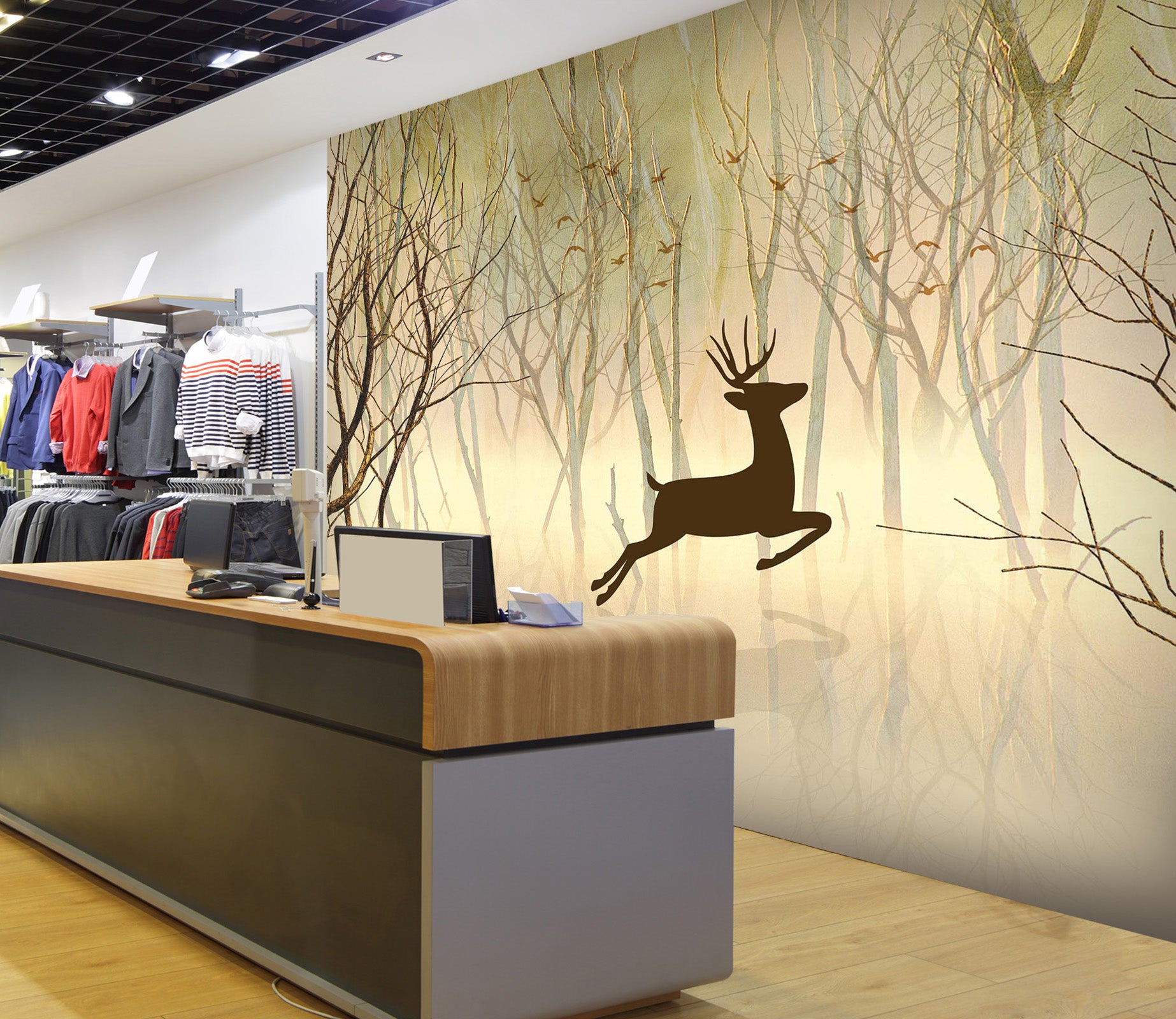 3D Jumping Deer 118 Wall Murals Wallpaper AJ Wallpaper 2 