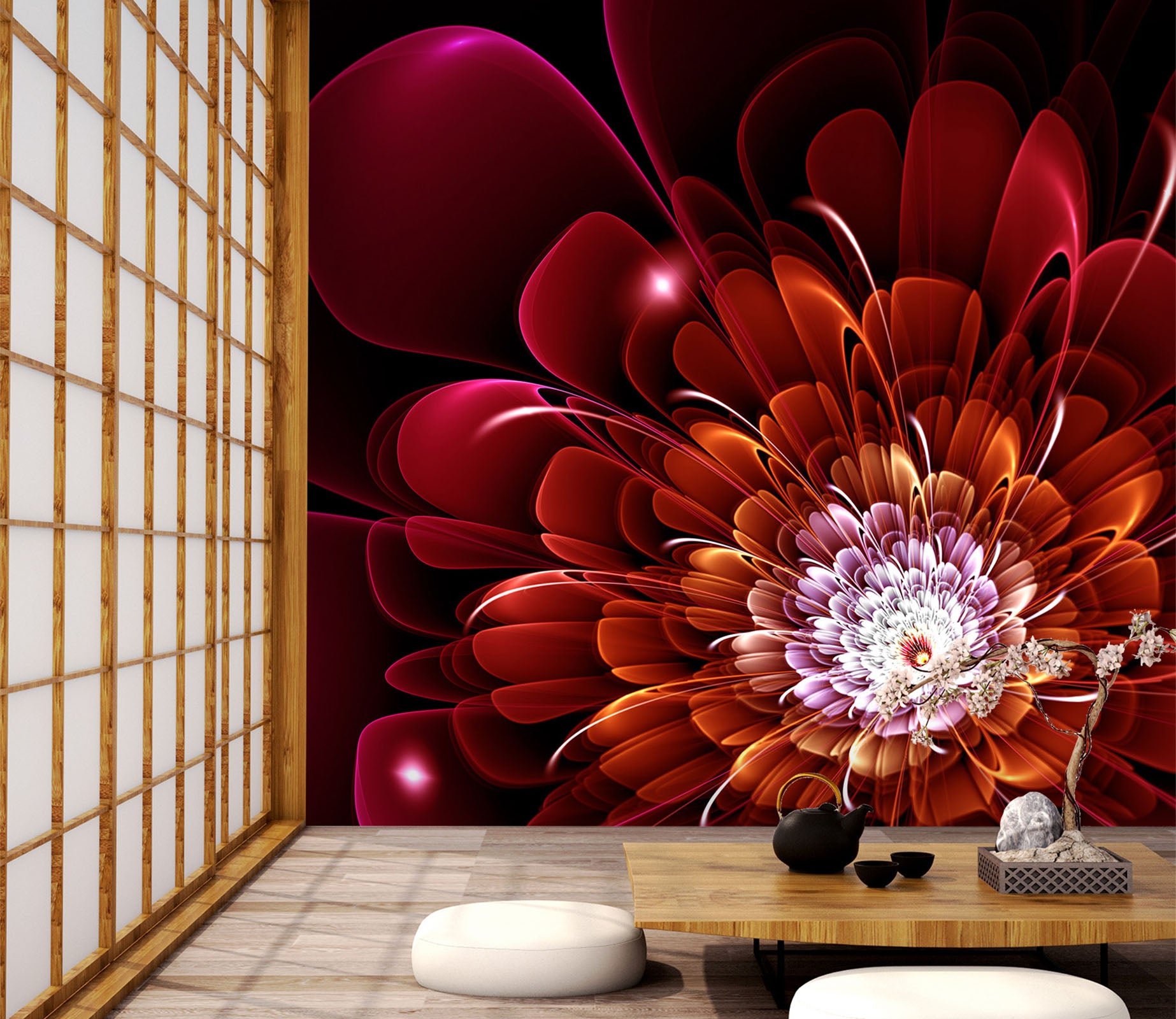 3D Red Flowers 2011 Wall Murals