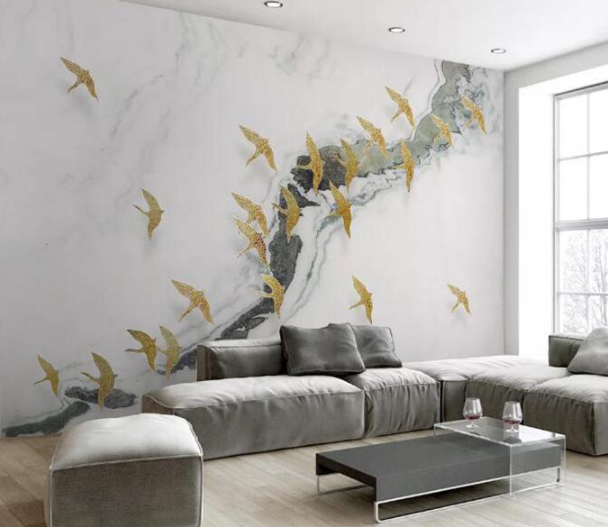 3D Golden Bird 1163 Wall Murals Wallpaper AJ Wallpaper 2 