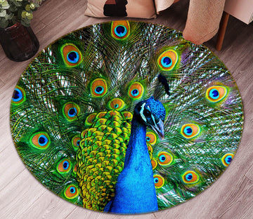 3D Peacock 38010 Animal Round Non Slip Rug Mat