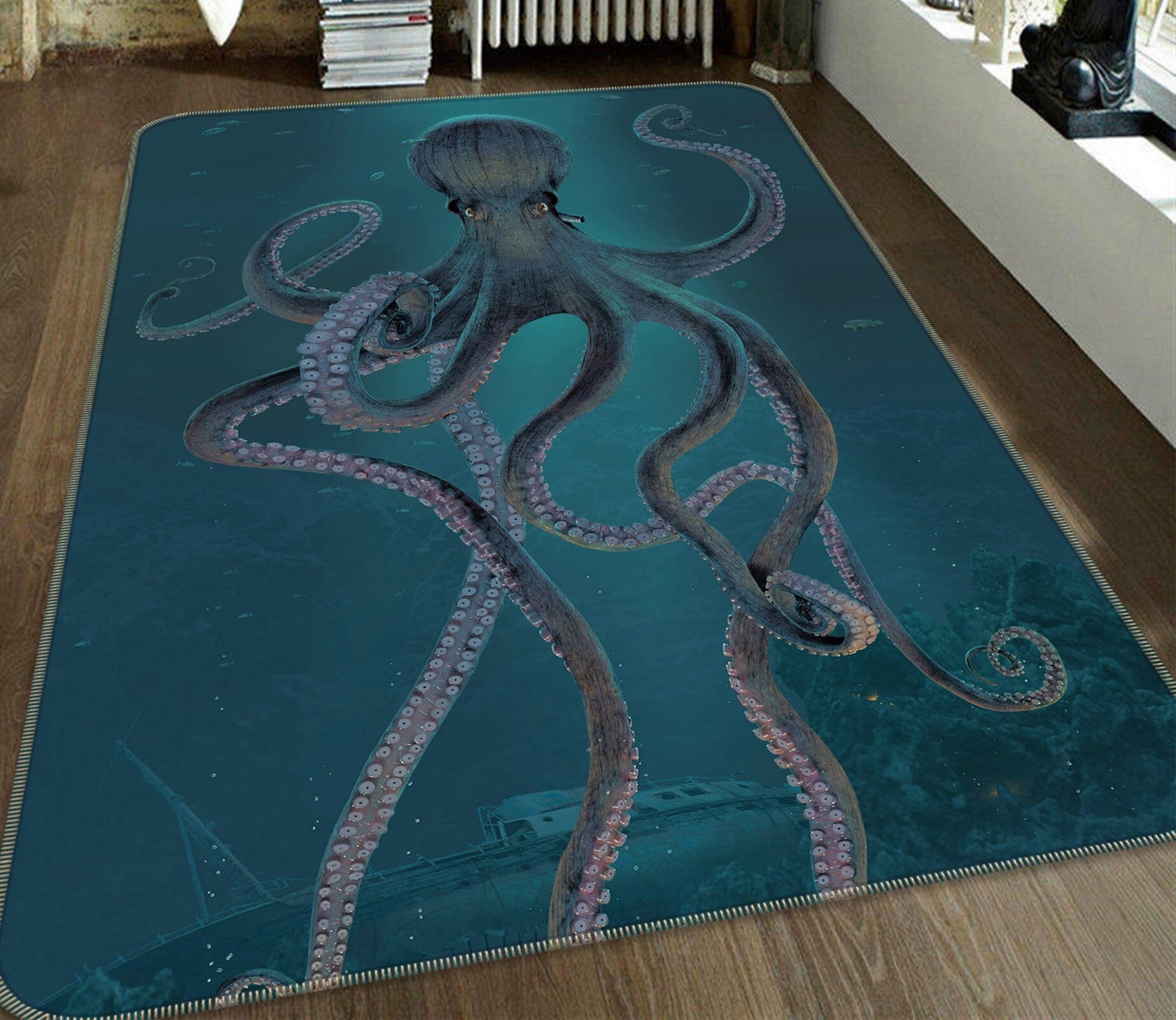 3D Giant Octopus 1038 Vincent Hie Rug Non Slip Rug Mat Mat AJ Creativity Home 