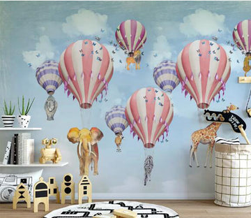 3D Elephant Giraffe WC793 Wall Murals