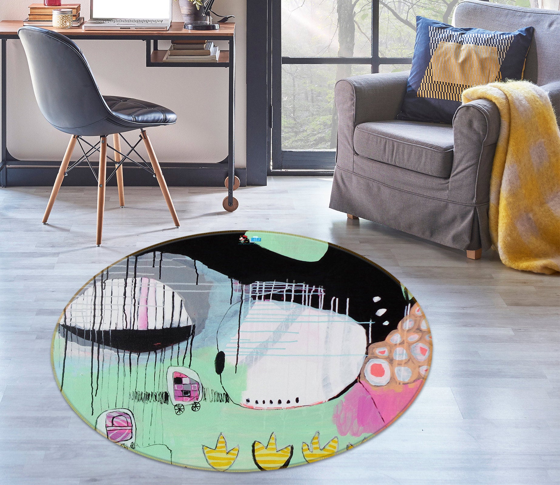 3D Cute Painting 1374 Misako Chida Rug Round Non Slip Rug Mat