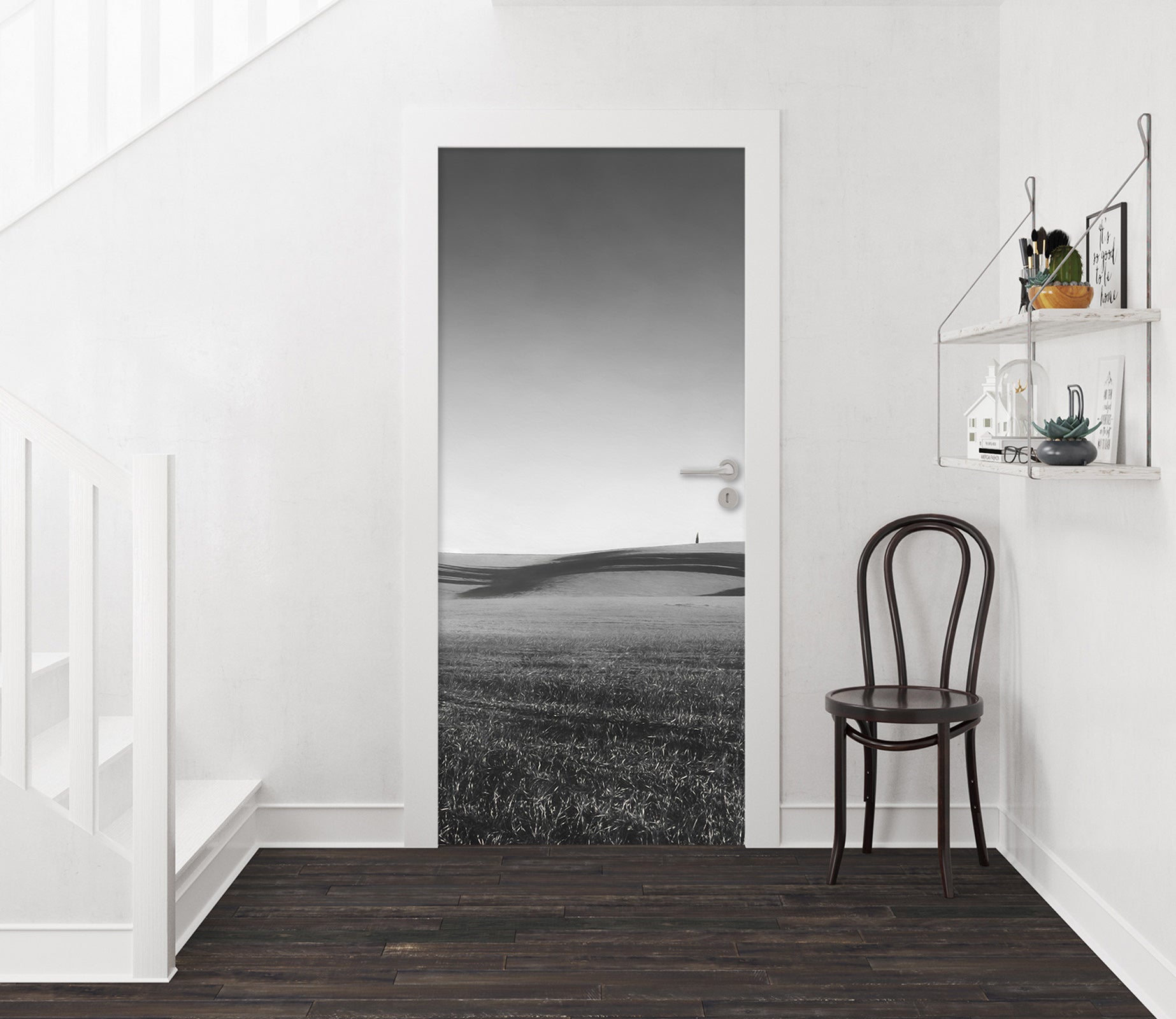 3D Grey Grassland 114119 Marco Carmassi Door Mural