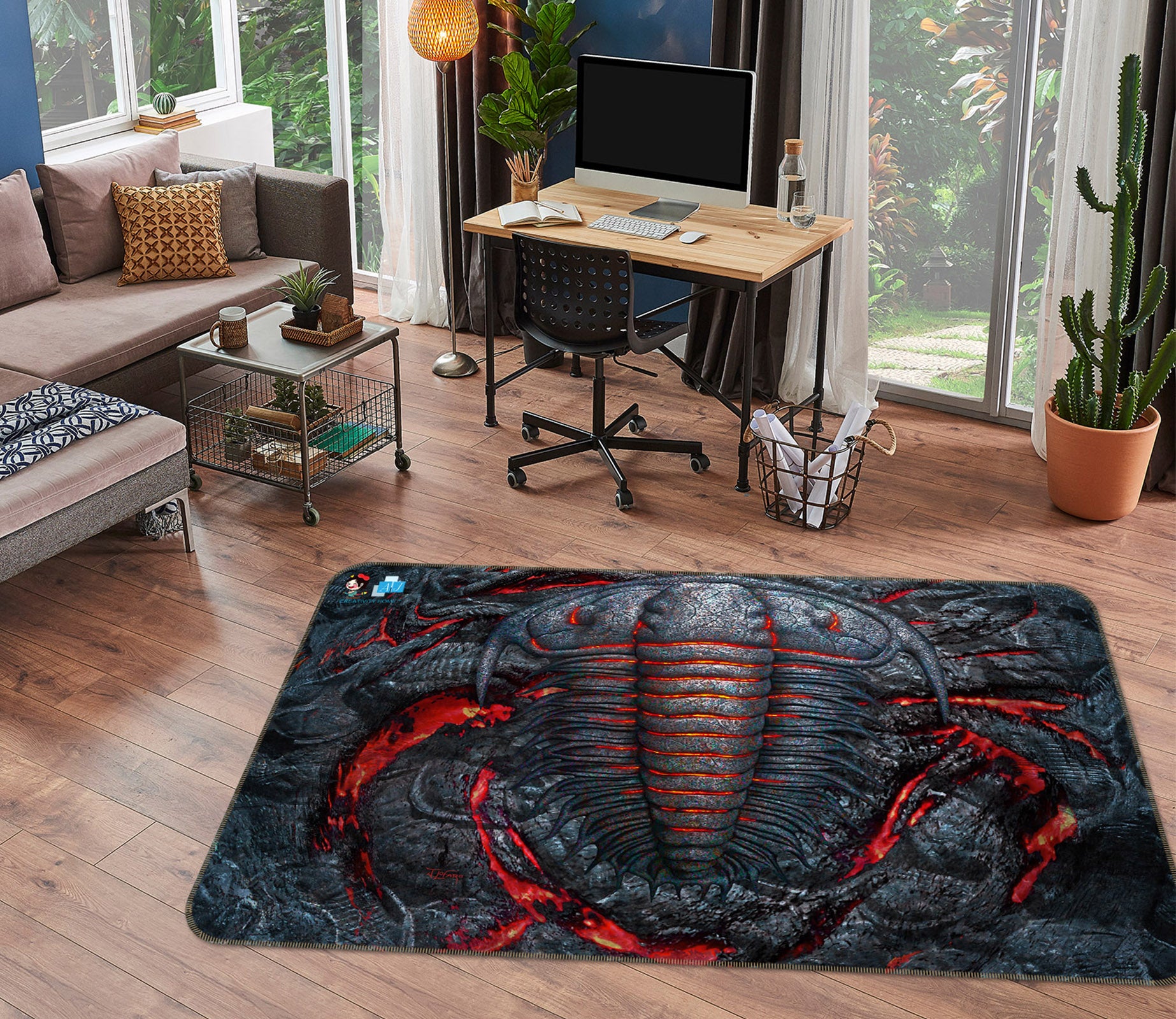 3D Permian Heat 85076 Jerry LoFaro Rug Non Slip Rug Mat