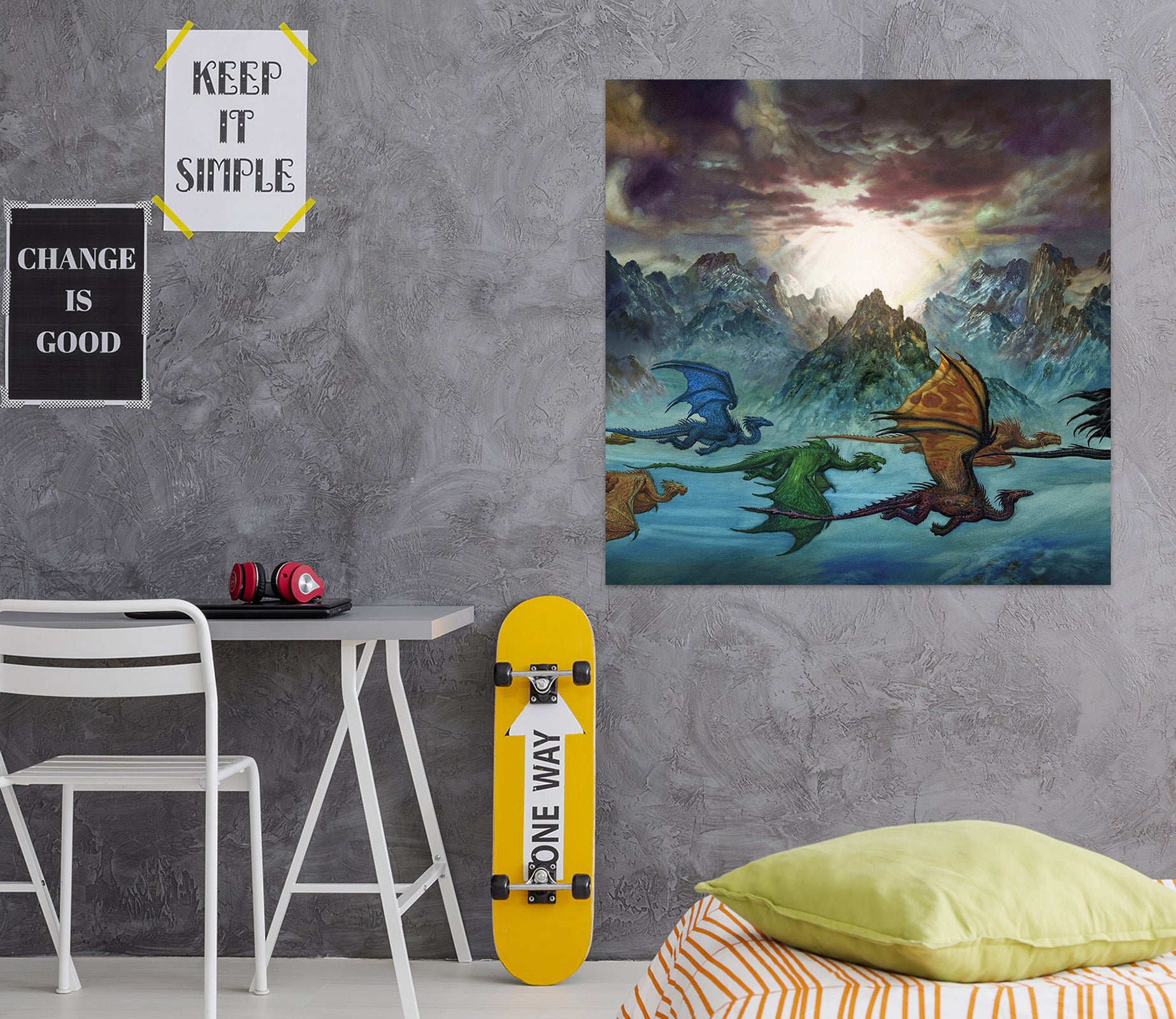 3D Mountains Color Dragon 8054 Ciruelo Wall Sticker