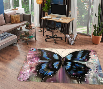 3D Blue Butterfly 1258 Skromova Marina Rug Non Slip Rug Mat