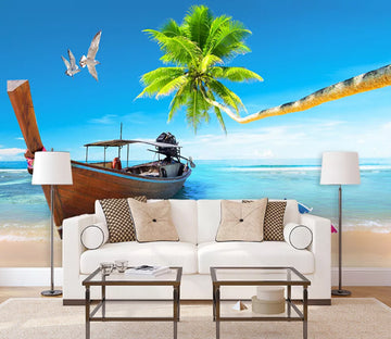 3D Beach Seagull WC1553 Wall Murals