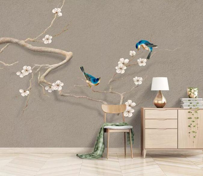 3D Bird Flower 705 Wall Murals Wallpaper AJ Wallpaper 2 