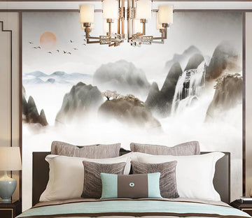 3D Waterfall Mountain WC1586 Wall Murals