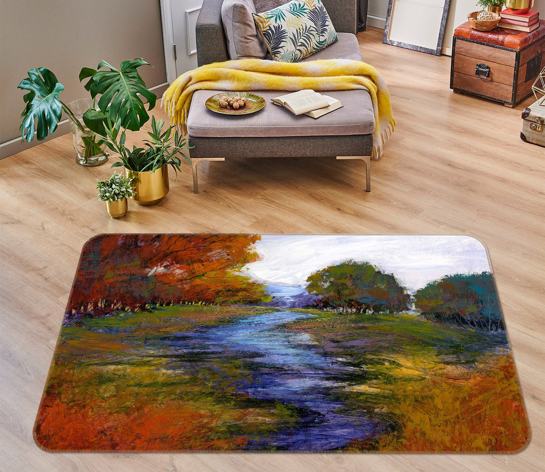 3D Forest River 1046 Michael Tienhaara Rug Non Slip Rug Mat