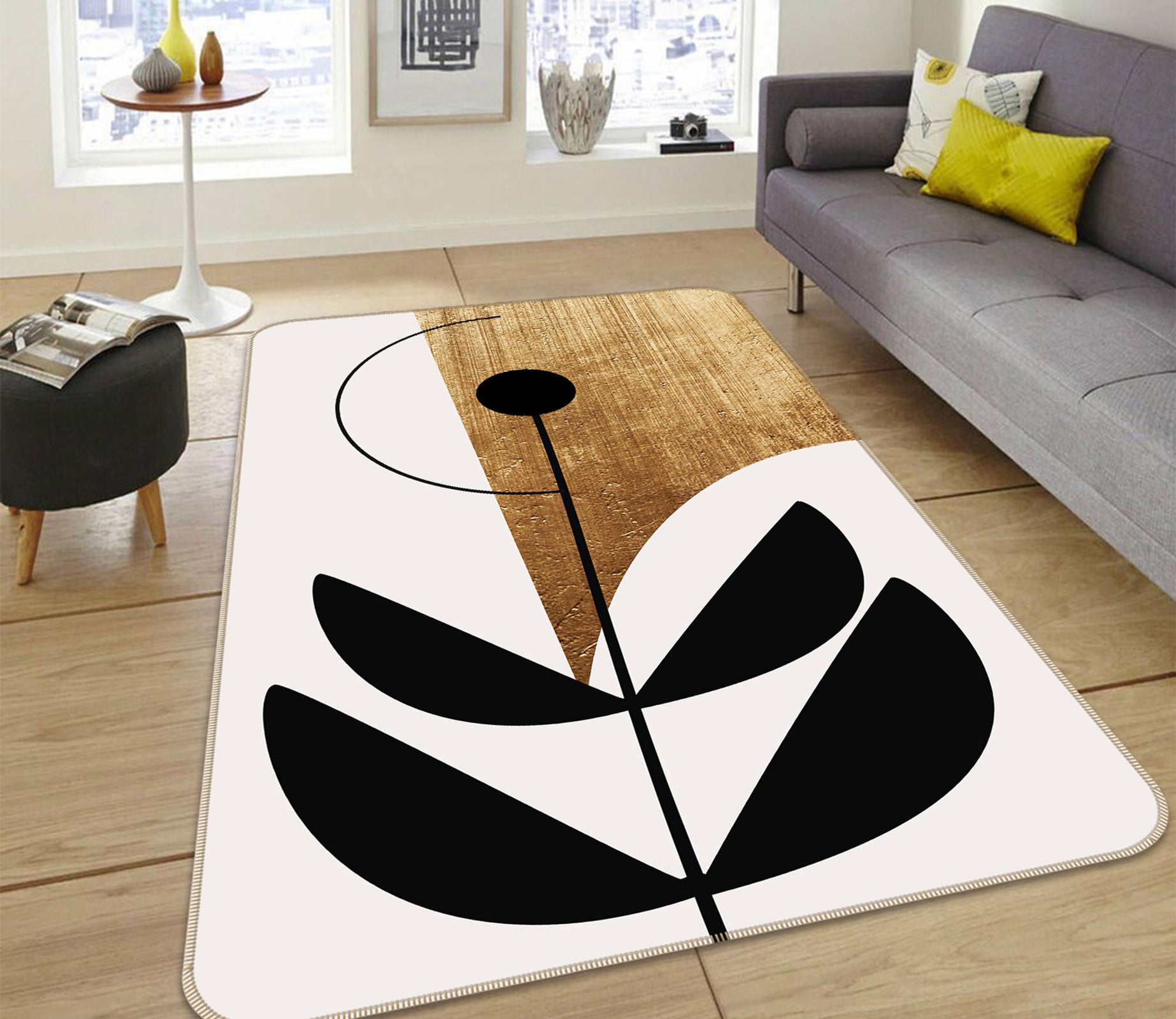 3D Nara Nero 1089 Boris Draschoff Rug Non Slip Rug Mat