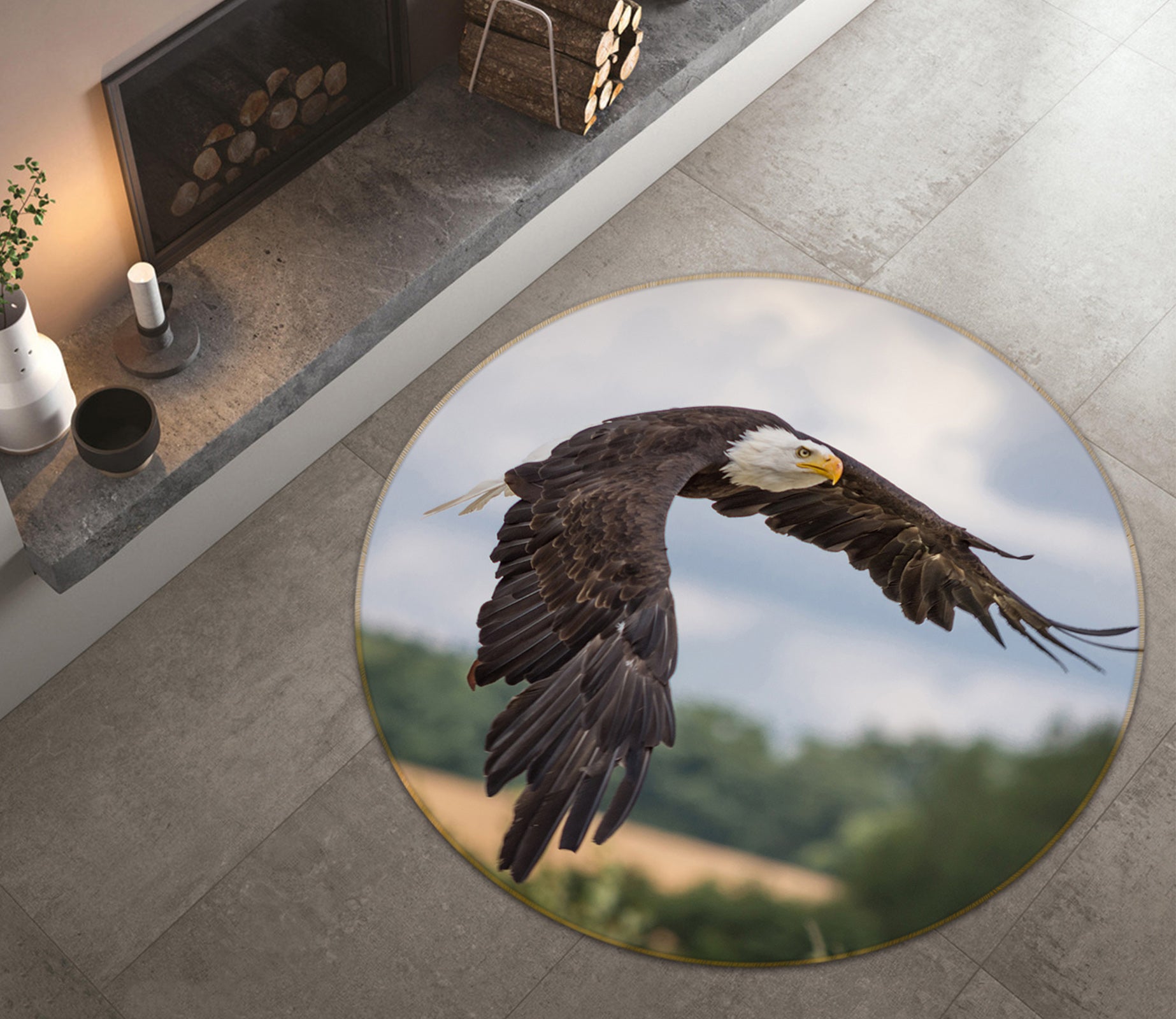 3D Fly Eagle 82187 Animal Round Non Slip Rug Mat