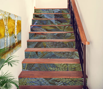 3D Green Jungle Peacock 10476 Andrea Haase Stair Risers