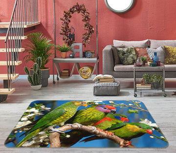 3D Branches Parrot Bird 68227 Animal Non Slip Rug Mat