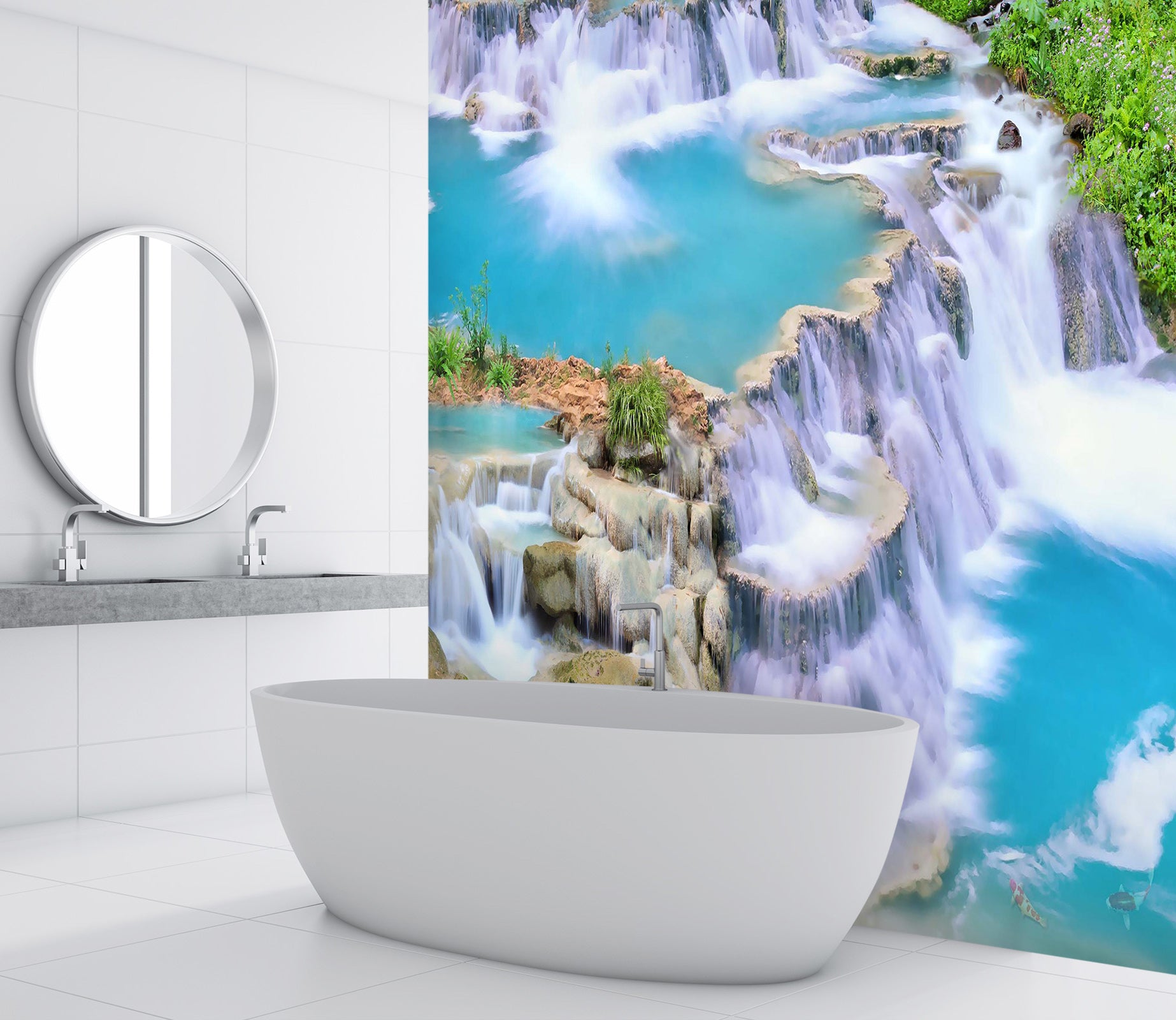 3D Canyon Waterfall 1629 Wall Murals