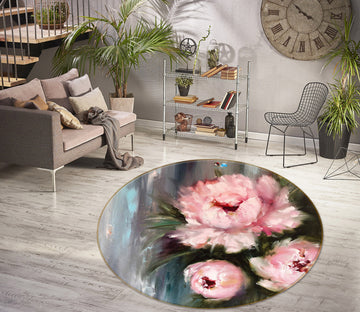 3D Pink Flower 897 Skromova Marina Rug Round Non Slip Rug Mat