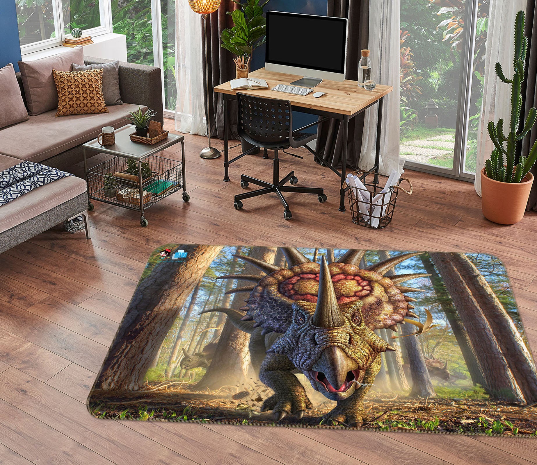 3D Styracosaurus 85083 Jerry LoFaro Rug Non Slip Rug Mat