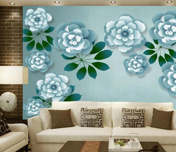 3D Blue Flower WC1200 Wall Murals