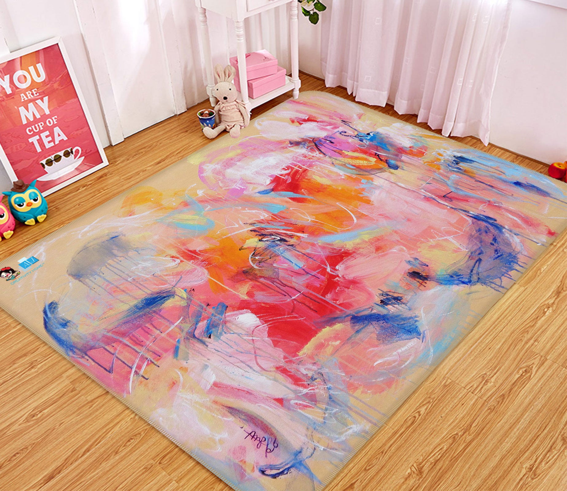 3D Paint Texture 123110 Misako Chida Rug Non Slip Rug Mat