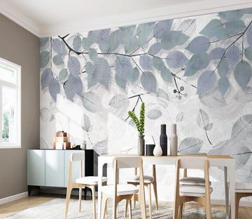 3D White Leaves WC1729 Wall Murals