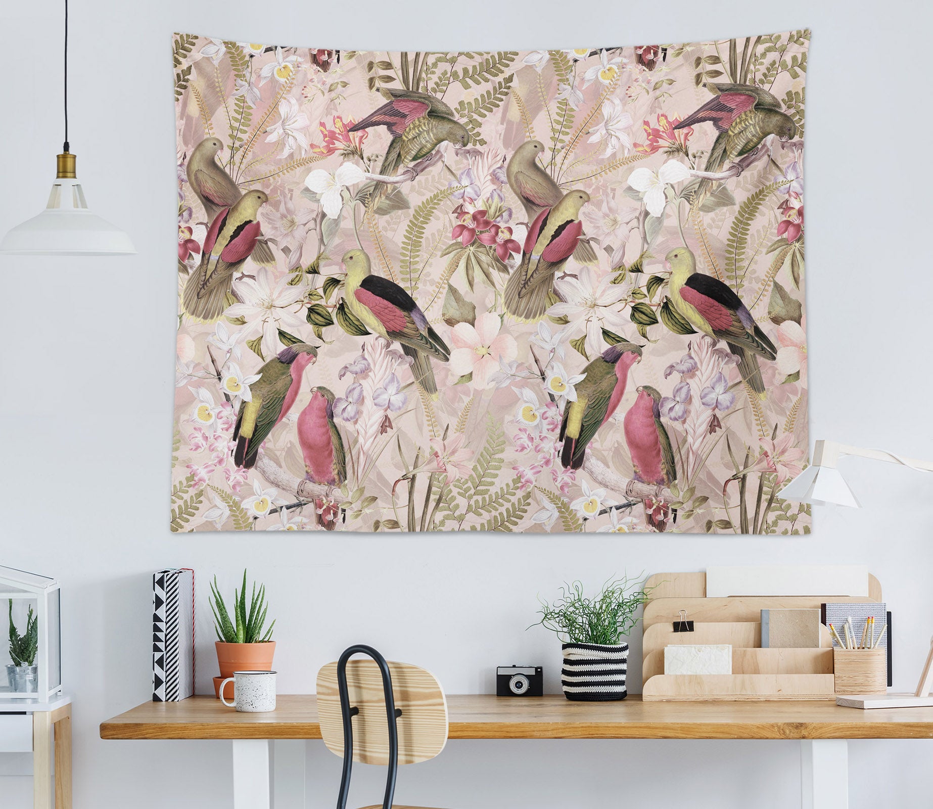 3D Parrot Leaves 901 Uta Naumann Tapestry Hanging Cloth Hang