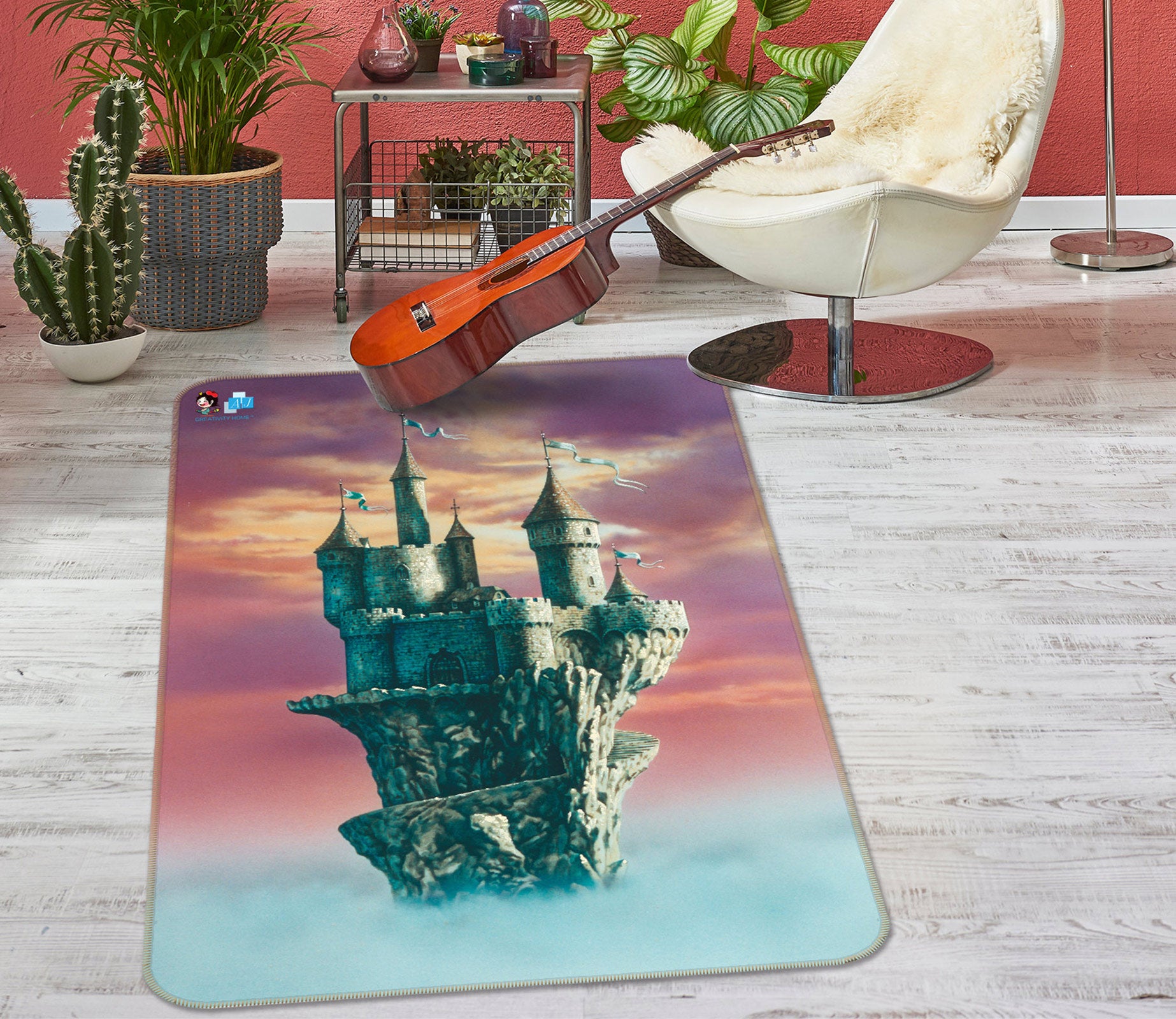 3D Sky Castle 6001 Ciruelo Rug Non Slip Rug Mat