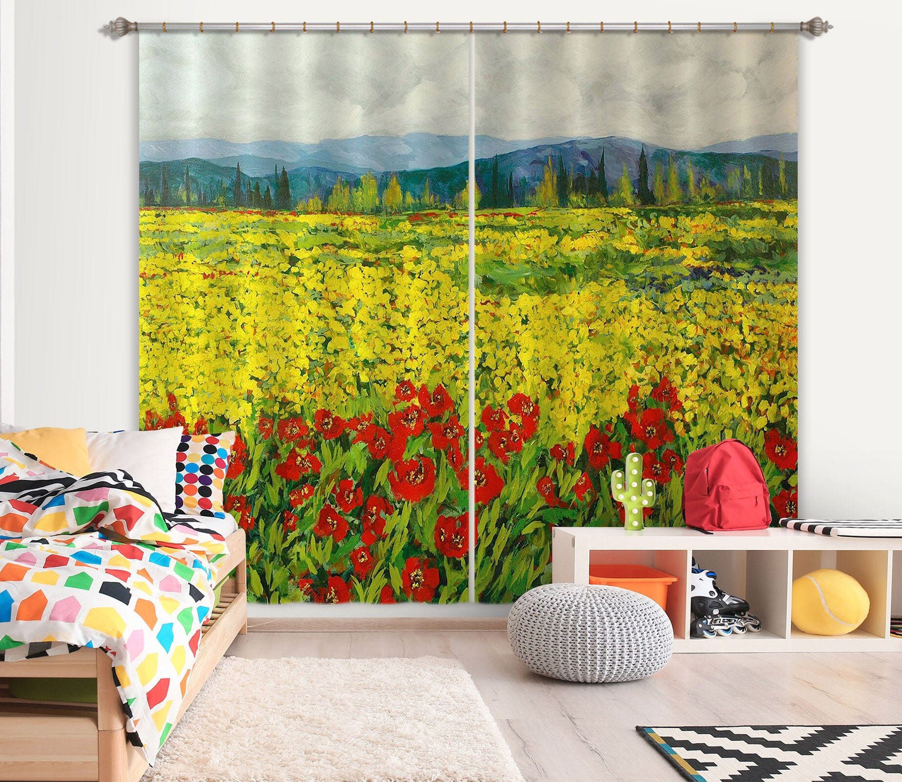 3D Flowers Everywhere 137 Allan P. Friedlander Curtain Curtains Drapes Curtains AJ Creativity Home 