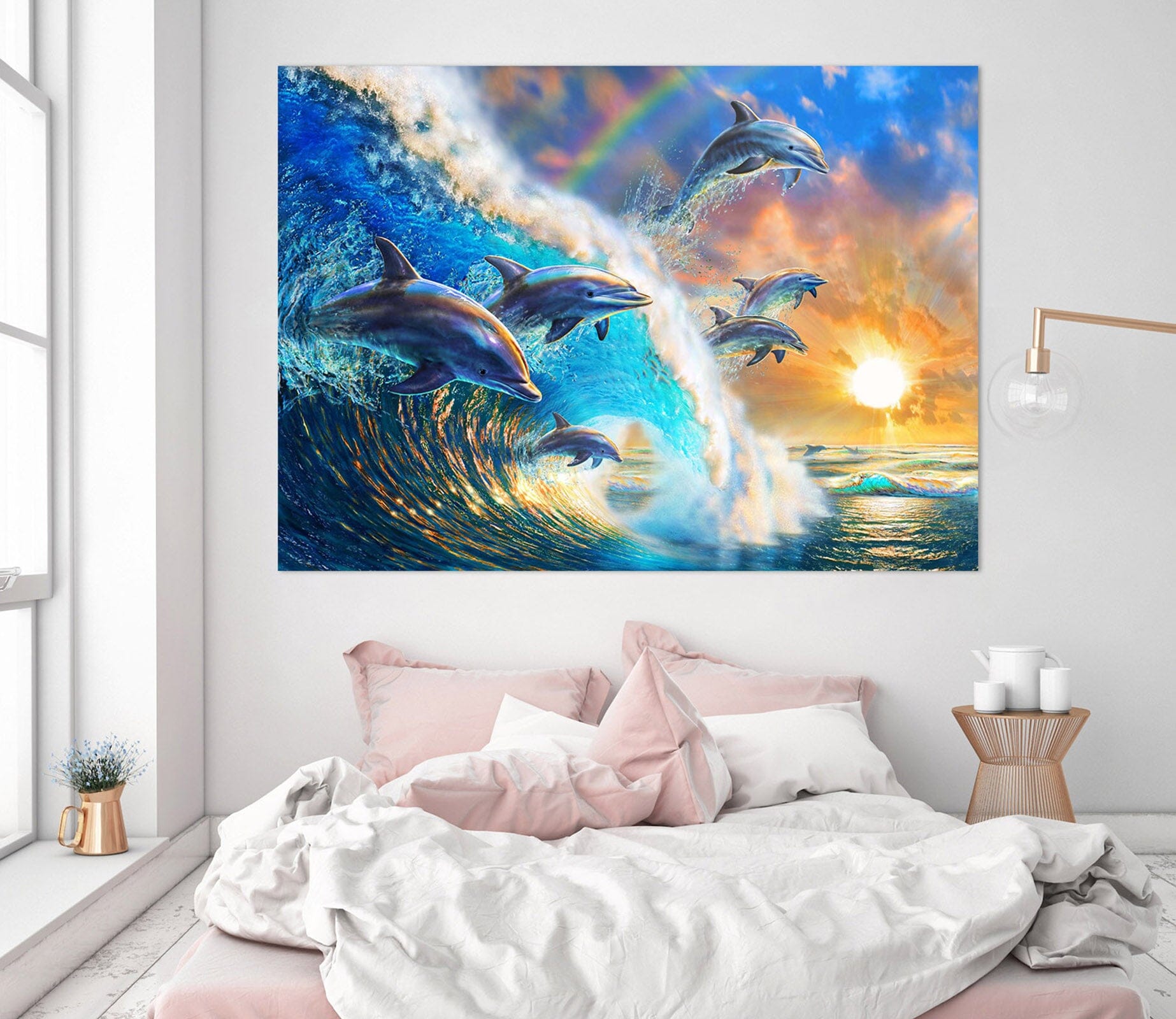 3D Dolphin Wave 011 Adrian Chesterman Wall Sticker Wallpaper AJ Wallpaper 2 