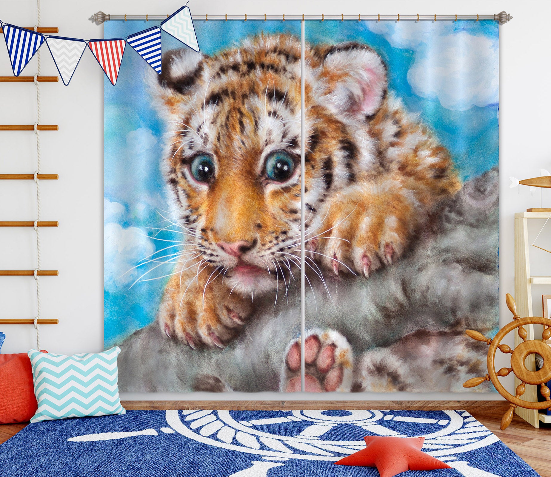 3D Baby Tiger 9067 Kayomi Harai Curtain Curtains Drapes