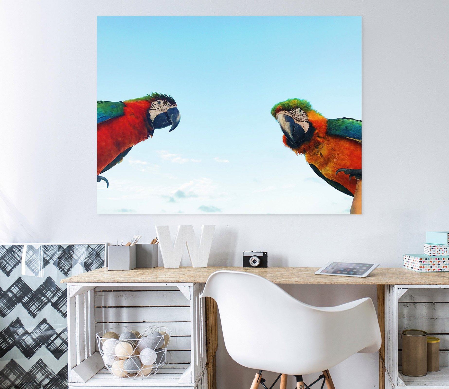 3D Two parrots 01 Animal Wall Stickers Wallpaper AJ Wallpaper 2 