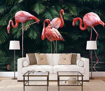 3D Flamingo River WC1546 Wall Murals