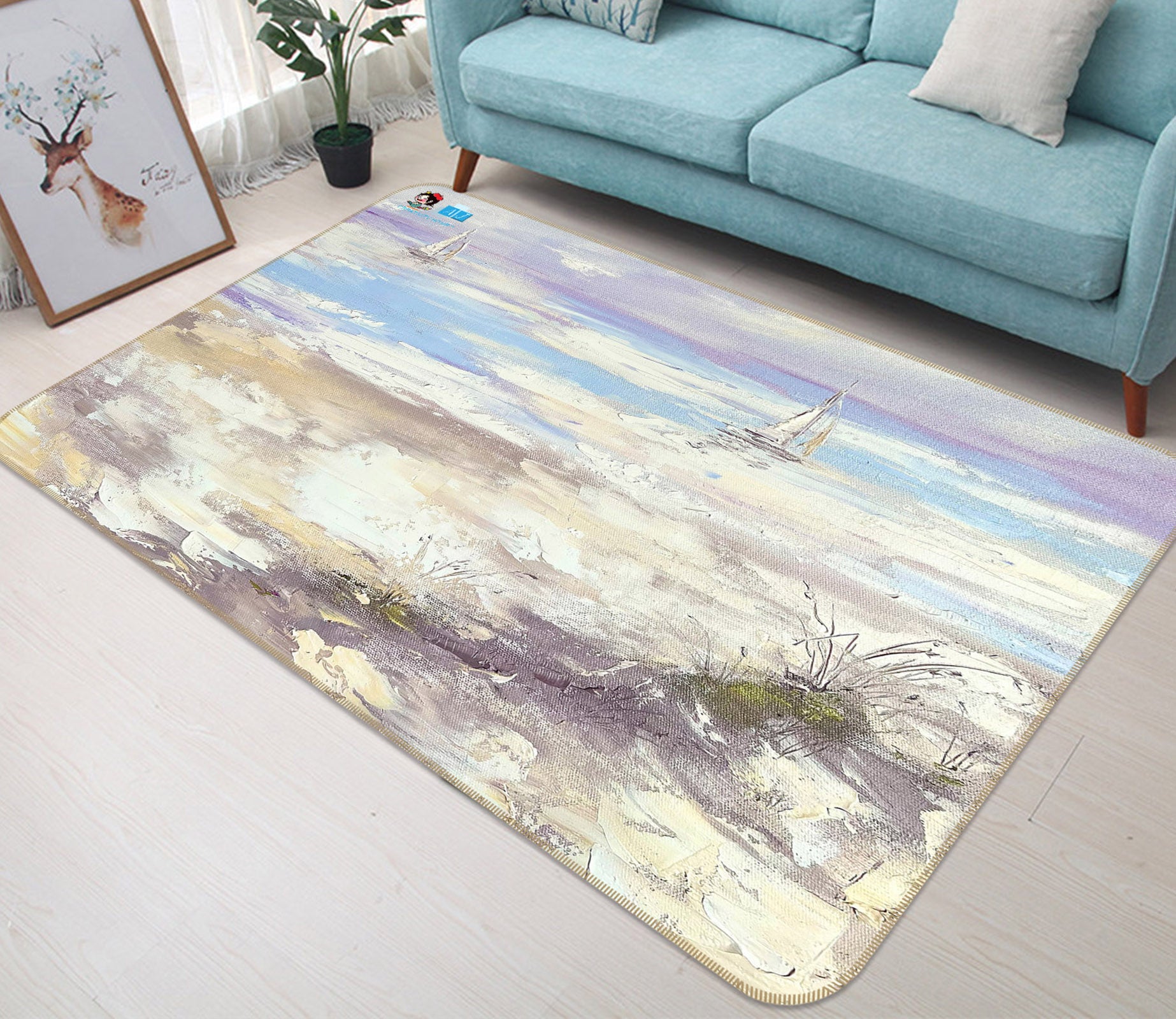 3D Hand Painted Waves 3833 Skromova Marina Rug Non Slip Rug Mat