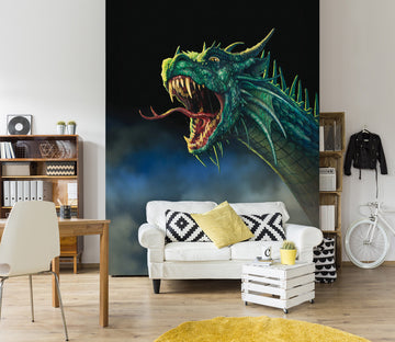 3D Green Dragon 7096 Ciruelo Wall Mural Wall Murals