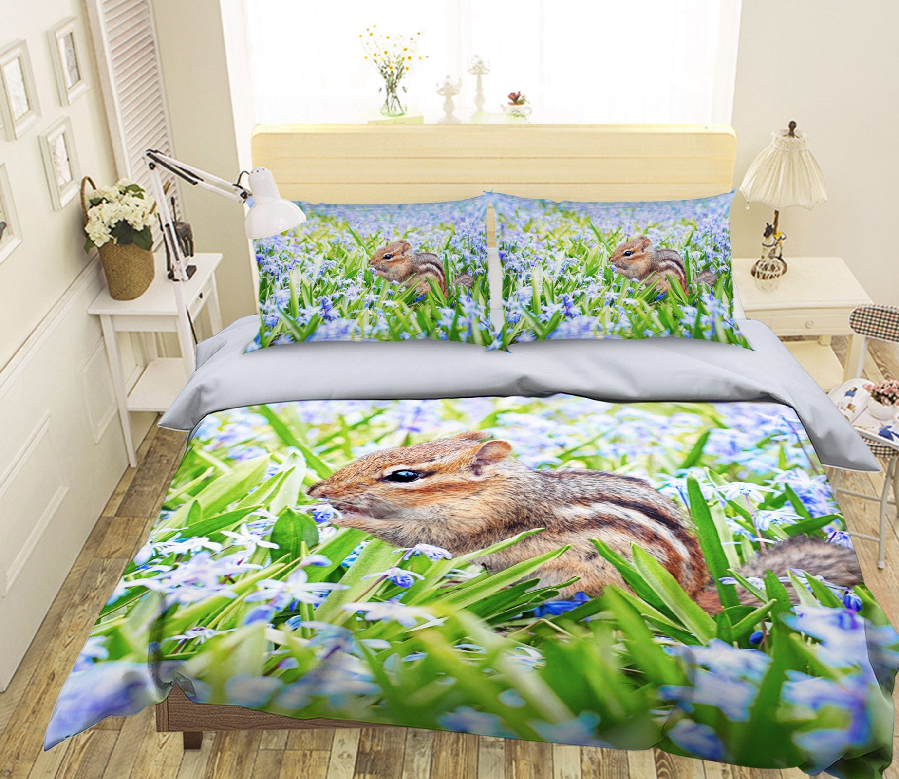 3D Squirrel Flower 041 Bed Pillowcases Quilt